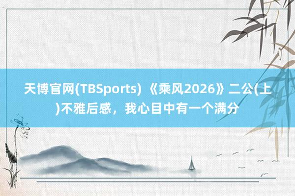 天博官网(TBSports) 《乘风2026》二公(上)不雅后感，我心目中有一个满分