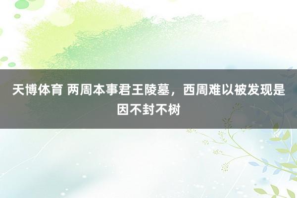 天博体育 两周本事君王陵墓，西周难以被发现是因不封不树