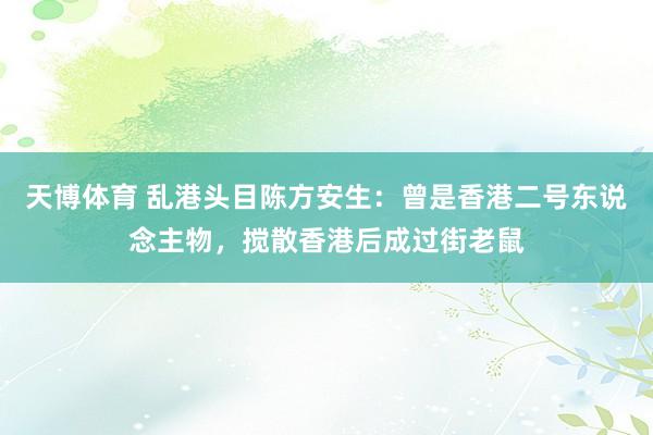 天博体育 乱港头目陈方安生：曾是香港二号东说念主物，搅散香港后成过街老鼠