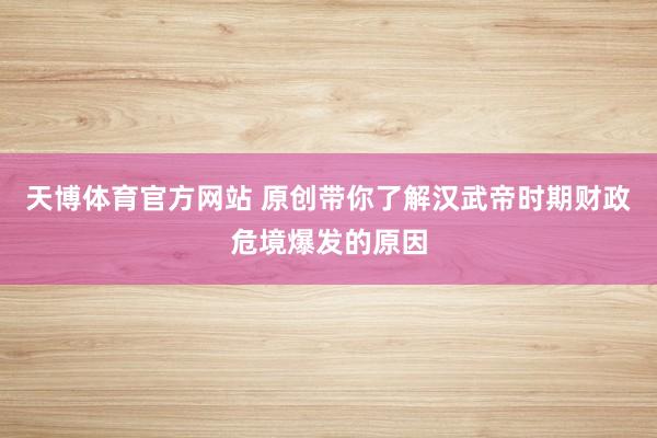 天博体育官方网站 原创带你了解汉武帝时期财政危境爆发的原因
