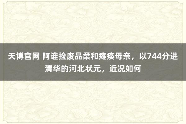 天博官网 阿谁捡废品柔和瘫痪母亲，以744分进清华的河北状元，近况如何